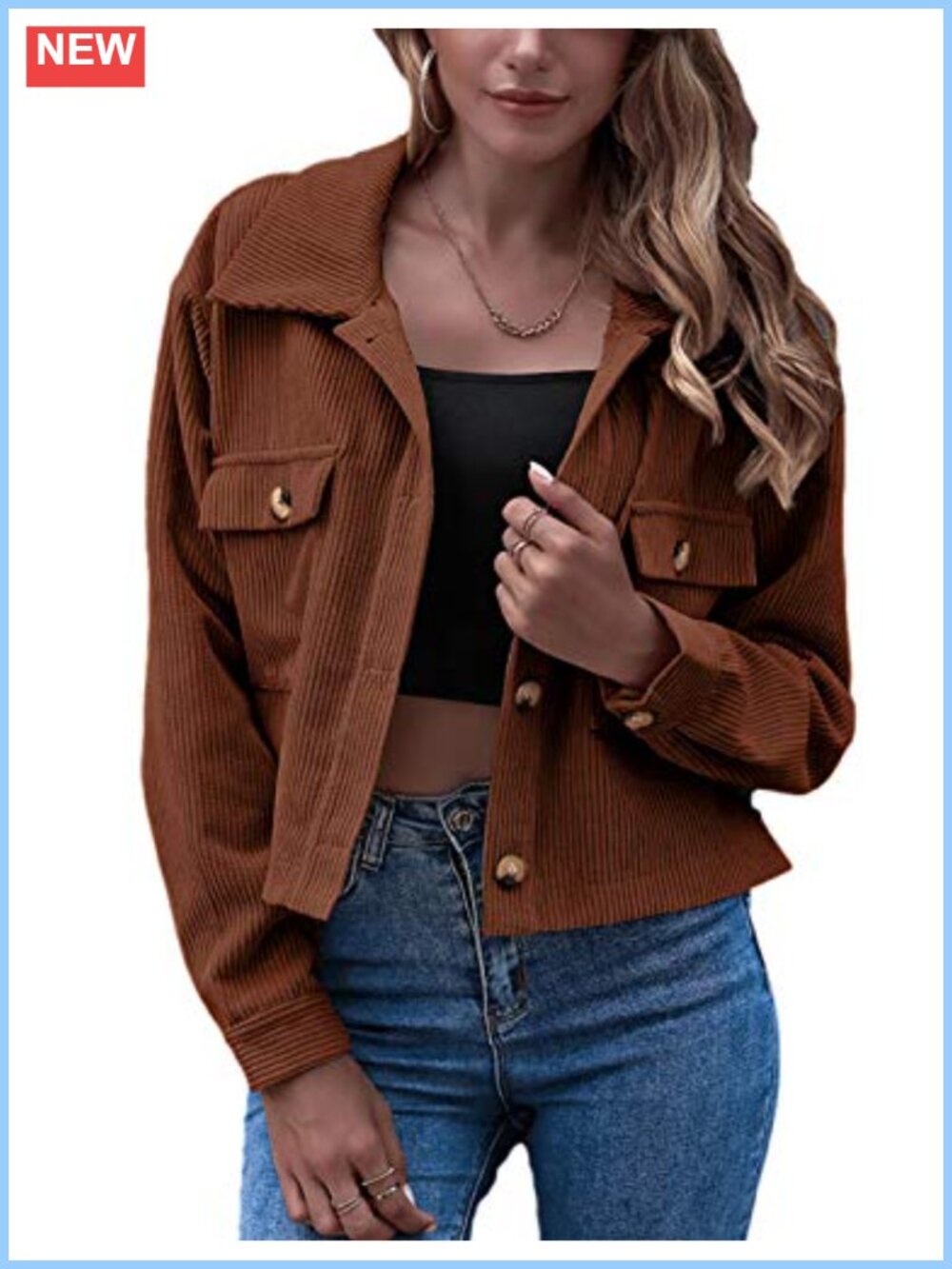 Womens Cropped Corduroy Shacket Oversized Button Down Fall Jacket